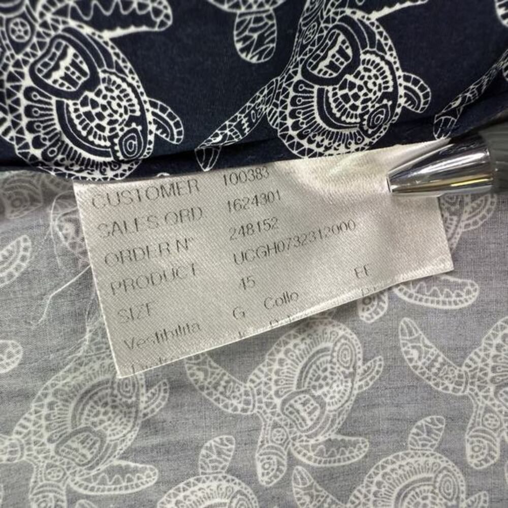 Kiton NWOT Men's Black White Turtle‎ Print 100% Cotton Button Down Shirt Sz 45 - Picture 8 of 8